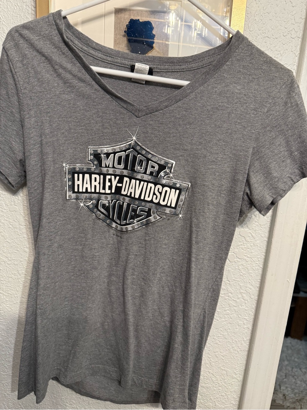 Harley-Davidson Gray V-Neck Short Sleeve Logo Tee